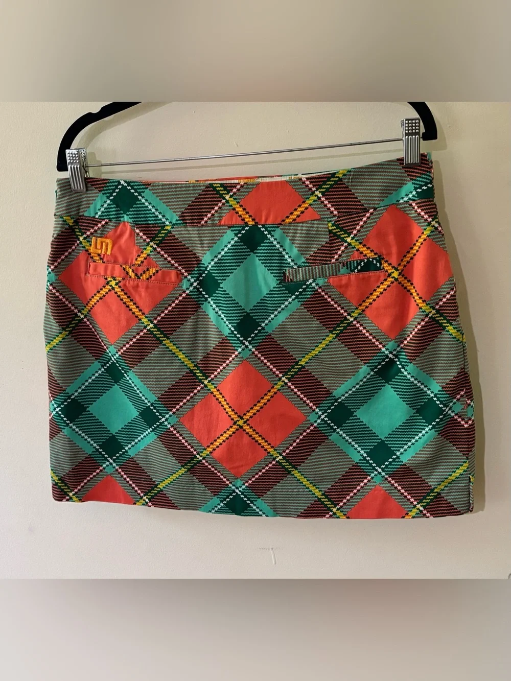 LOUDMOUTH Ladies GOLF SKORT skirt PLAID size 10 MINI ORANGE